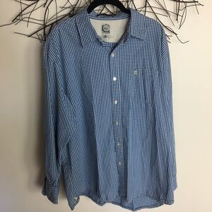 TIMBERLAND XL men’s button down blue plaid shirt